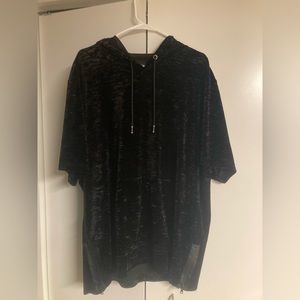 INC Men’s Black Suede Hoodie Short Sleeve Shirt. Size:3XL.